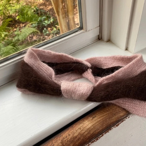 Anthropologie Pink Brown Twist Fuzzy Headband - Picture 2 of 9